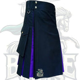 Scottish Black with Purple Hybrid Modern Kilt for Men – Brand New Design | BattleOfKilts